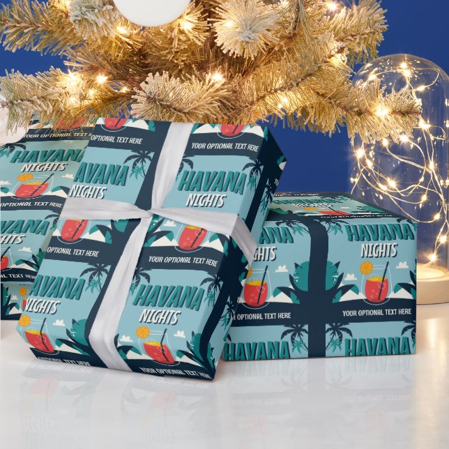Custom Text "Havana Nights" Wrapping Paper (Holidays)