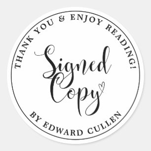 Custom Text Heart Handwriting Signed Copy Classic Round Sticker