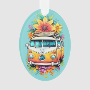 Custom Text Hippie Van Ornament