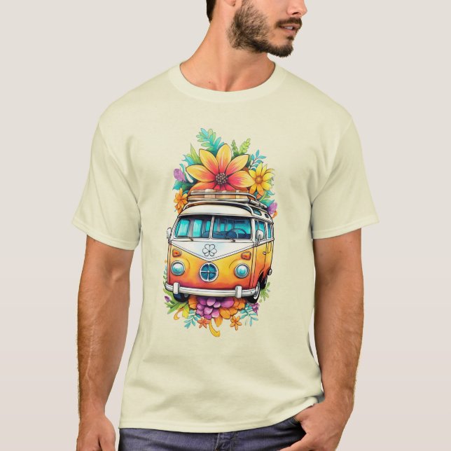 Custom Text Hippie Van T-Shirt (Front)