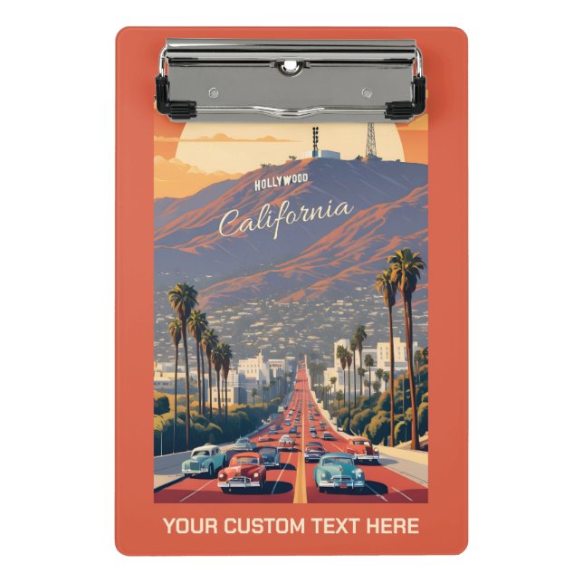 Custom Text Hollywood California Mini Clipboard (Front)