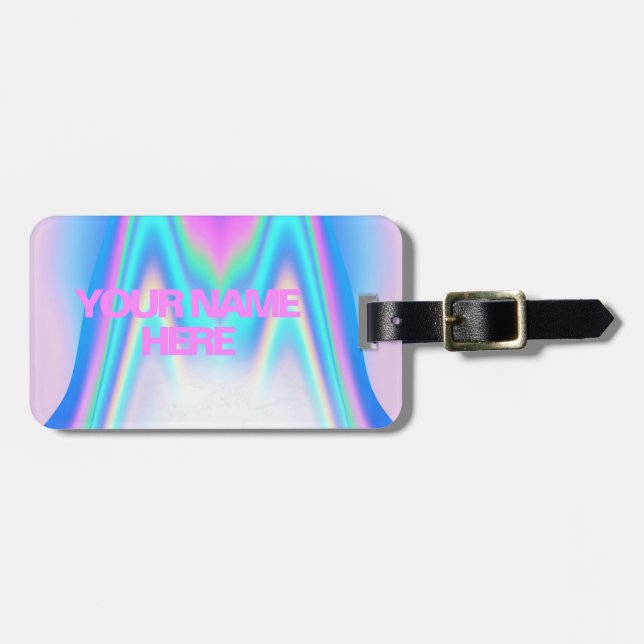 Custom Text Holographic Iridescent Luggage Tag (Front Horizontal)