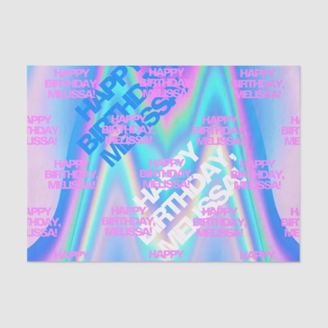 Custom Text Holographic Iridescent Y2K Modern Tissue Paper (Front)