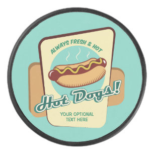 Custom Text Hot Dog Hockey Puck