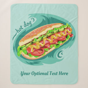 Custom text Hot Dog Illustration blankets