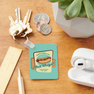 Custom Text Hot Dog Key Ring