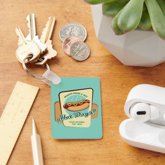 Custom Text Hot Dog Key Ring (Desk)