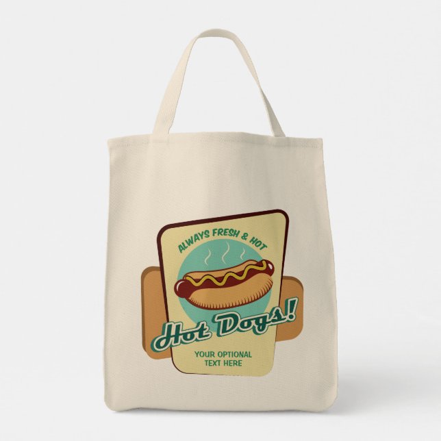 Custom Text Hot Dog Tote Bag (Back)
