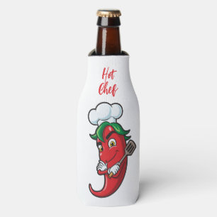 Custom Text Hot Pepper Chef Bottle Cooler