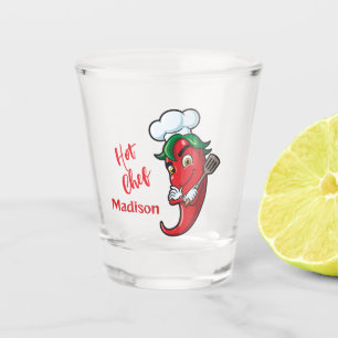 Custom Text Hot Pepper Chef Shot Glass