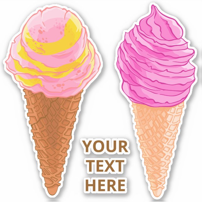 Custom text Ice Cream Cones stickers (Front)