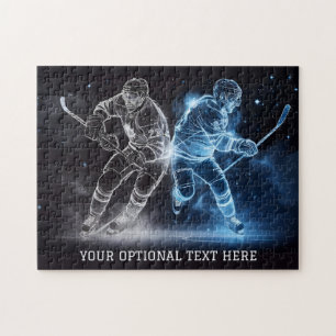 Custom Text Ice Hockey Jigsaw Puzzle