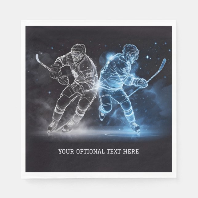 Custom Text Ice Hockey Napkin (Front)