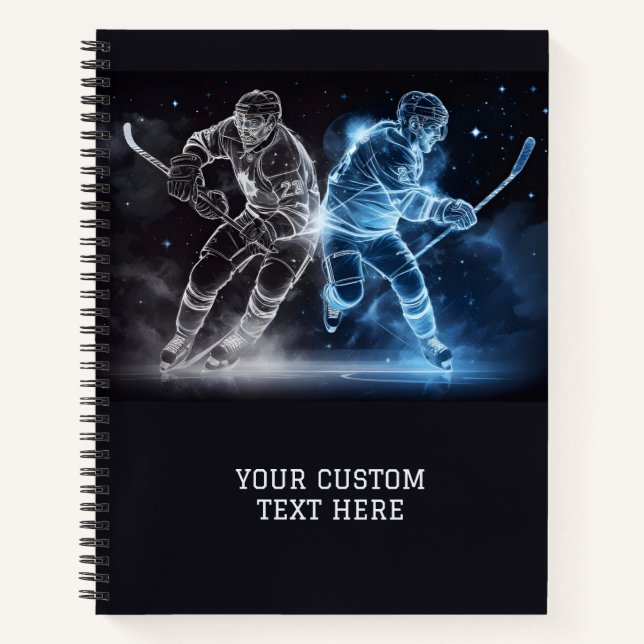 Custom Text Ice Hockey Notebook (Front)
