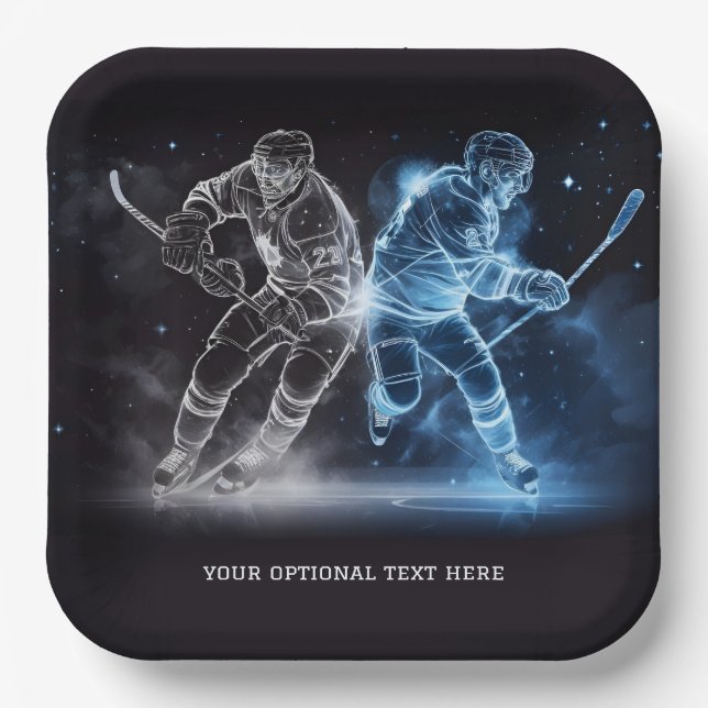 Custom Text Ice Hockey Paper Plate (Front)