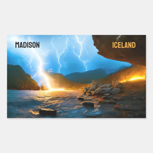 Custom Text Iceland Rectangular Sticker (Front)