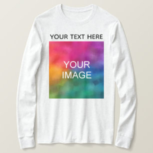 Custom Text Image Colour Womens Long Sleeve Modern T-Shirt