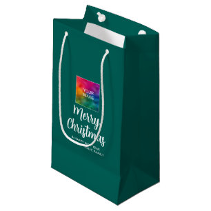 Custom Text Image Photo Logo Merry Christmas Small Gift Bag