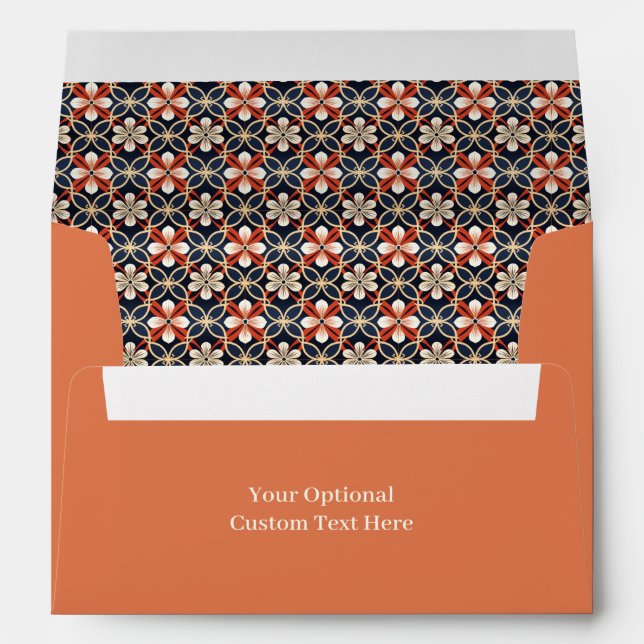 Custom Text Japanese Floral Pattern Envelope (Back (Bottom))
