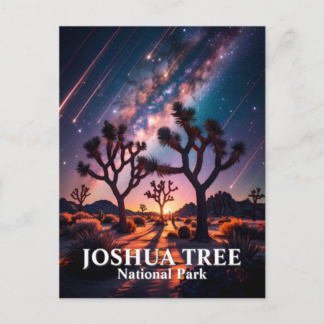 Custom Text Joshua Tree Night Sky Cosmic Landscape Postcard (Front)
