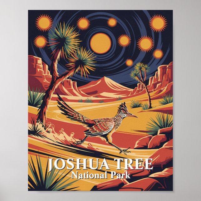 Custom Text Joshua Tree Wildlife Roadrunner Desert Poster (Front)