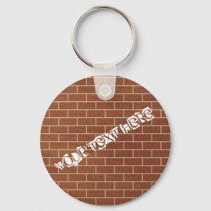 Custom Text Keychain Gift Modern Brick Wall Design