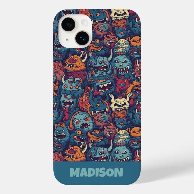 Custom Text Kids' Monster Pattern Case-Mate iPhone Case (Back)
