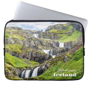 Custom Text Klifbrekkufossar, Iceland Laptop Sleeve