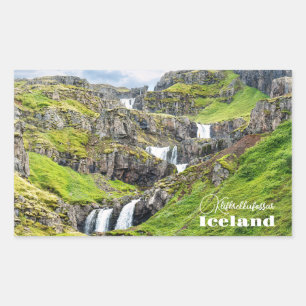 Custom Text Klifbrekkufossar, Iceland Rectangular Sticker