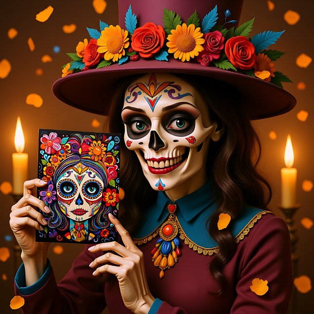 Custom text 💀 La Calavera Catrina Postcard (Custom text 💀 La Calavera Catrina Postcard)