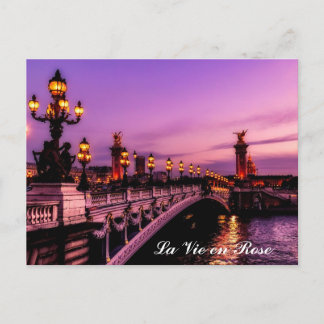 Custom Text La Vie en Rose Seine Paris France Pink Postcard