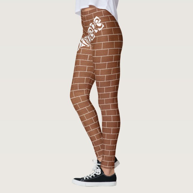 Custom Text Leggings - Brick Wall (Left)