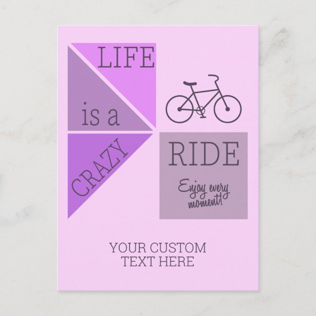 Custom Text Life is a Crazy Ride Postcard (Front)
