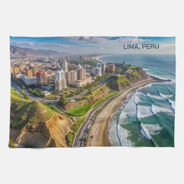 Custom Text Lima, Peru Tea Towel (Horizontal)