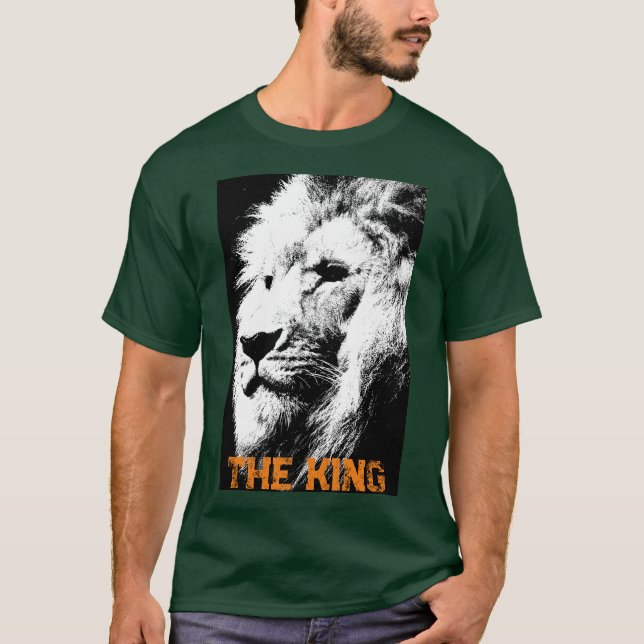 Custom Text Lion Face Mens Deep Forest Green T-Shirt (Front)