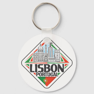Custom Text Lisbon Portugal Key Ring