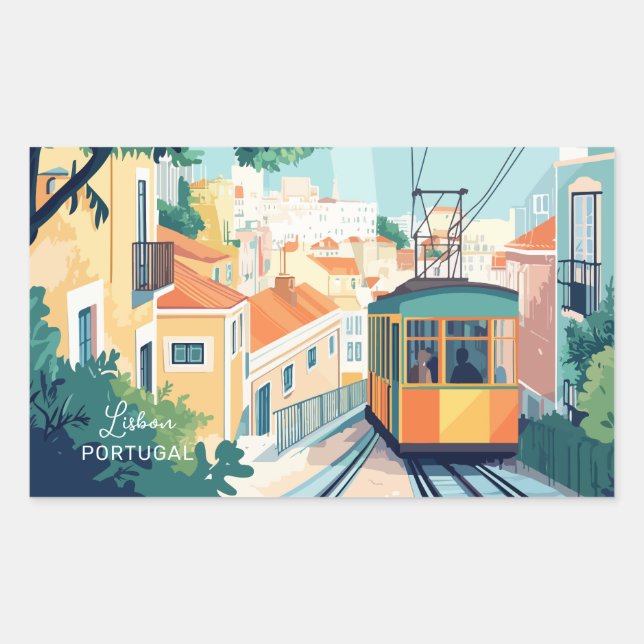 Custom Text Lisbon Portugal Rectangular Sticker (Front)