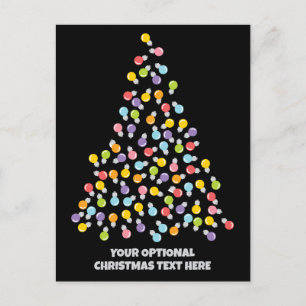 Custom Text Lit Christmas Tree Holiday Postcard