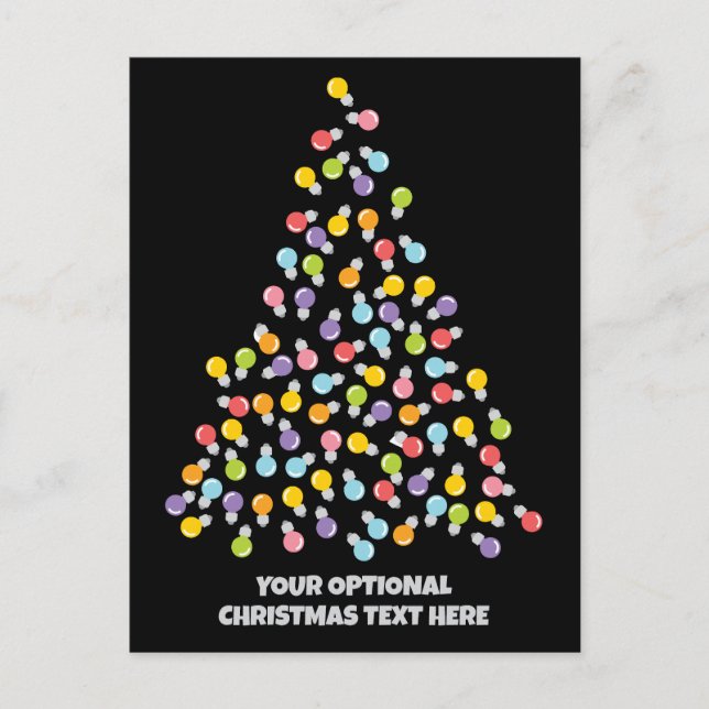 Custom Text Lit Christmas Tree Holiday Postcard (Front)