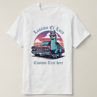 Custom Text Llama Classic Car Father's Day T-Shirt
