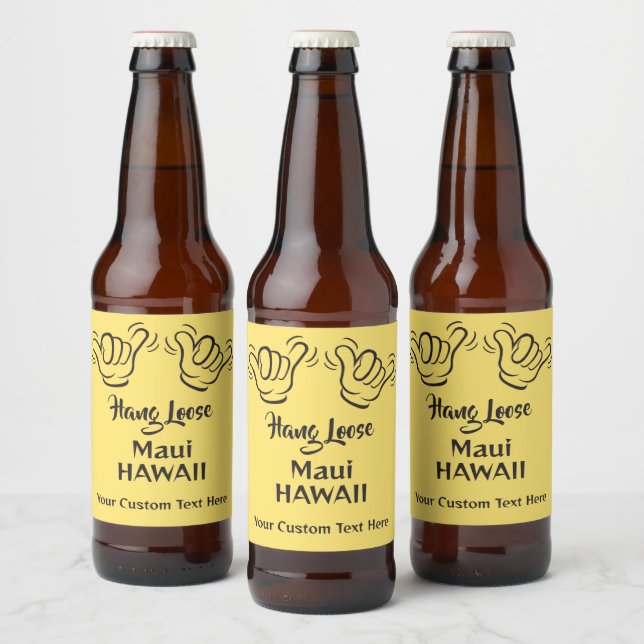 Custom Text, Location & Colour Shaka Beer Bottle Label (Bottles)