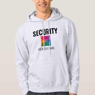 Custom Text Logo Double Sided Mens Modern Security Hoodie