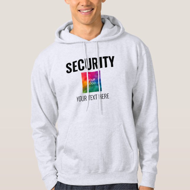 Custom Text Logo Double Sided Mens Modern Security Hoodie (Front)