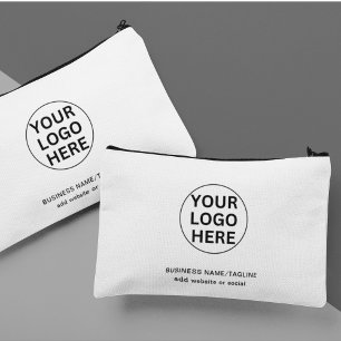 Custom Text & Logo l Promotional Black & White Accessory Pouch