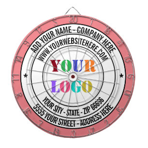 Custom Text Logo Name Address Website Dart Board