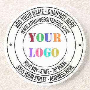 Custom Text Logo Name Address Website Promotional  Coaster