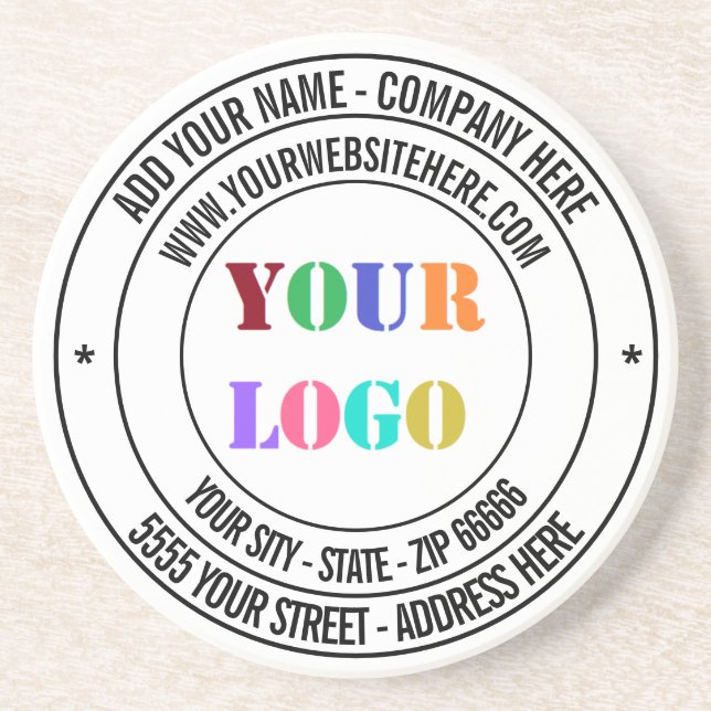 Custom Text Logo Name Address Website Promotional  Coaster (Front)