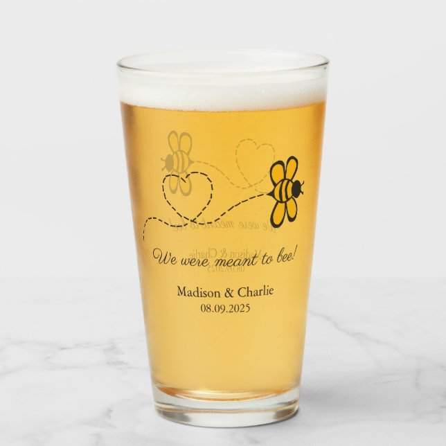 Custom Text Love Bee Glass (Front Filled)