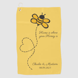 Custom Text Love Bee Golf Towel