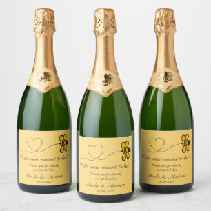 Custom Text Love Bee Sparkling Wine Label